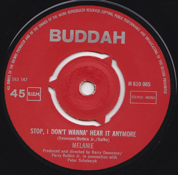 Melanie (2) : Stop, I Don't Wanna' Hear It Anymore (7",Single,45 RPM)