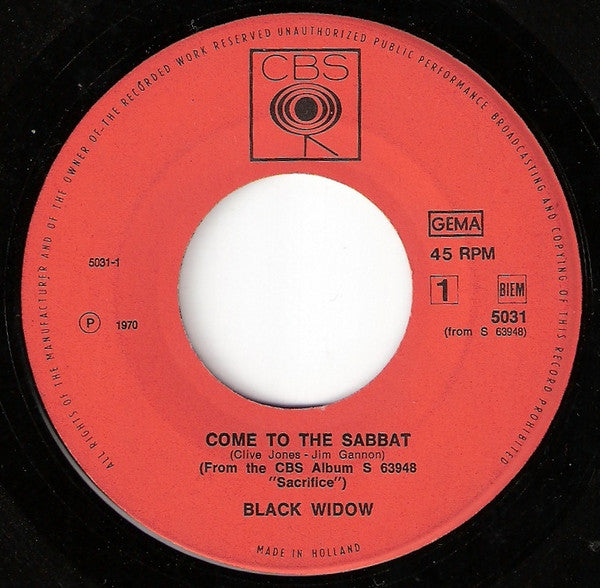 Black Widow (5) : Come To The Sabbat  (7",Single,45 RPM)