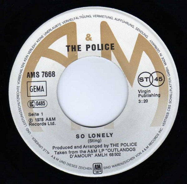 Police, The : So Lonely (7",45 RPM,Single)