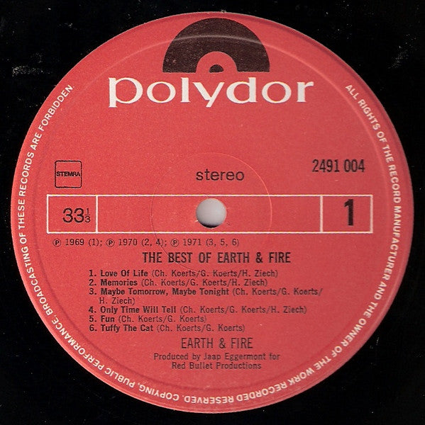 Earth And Fire : The Best Of Earth & Fire (LP,Compilation,Misprint,Stereo)