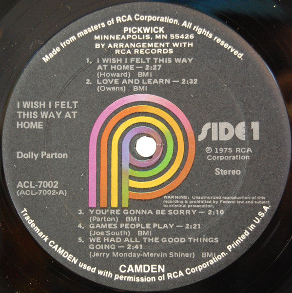 Dolly Parton : I Wish I Felt This Way At Home (LP,Compilation)