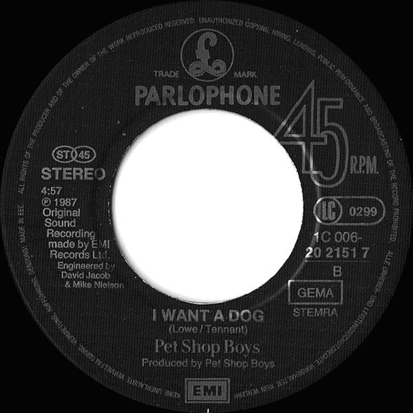 Pet Shop Boys : Rent (7",45 RPM,Single,Stereo)