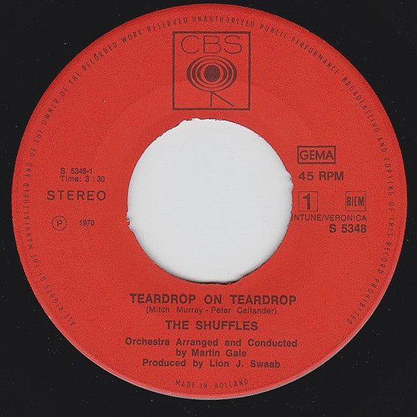 Shuffles, The : Teardrop On Teardrop / Silly Man (7",45 RPM,Single,Stereo)
