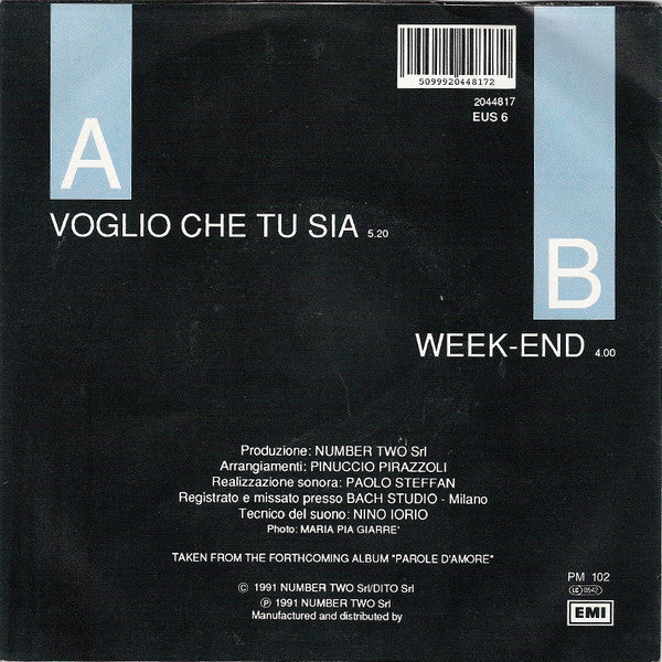 Toto Cutugno : Voglio Che Tu Sia (7",45 RPM,Single,Stereo)