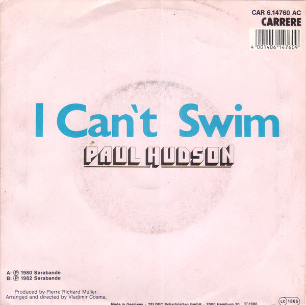 Richard Sanderson / Paul Hudson : Reality / I Can't Swim (7",Single,Mispress,Stereo)