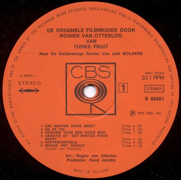 Rogier van Otterloo M.m.v. Louis Van Dyke Trio : Turks Fruit (LP,Album,Stereo)
