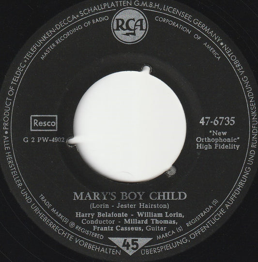 Harry Belafonte : Mary's Boy Child (7",45 RPM,Single)
