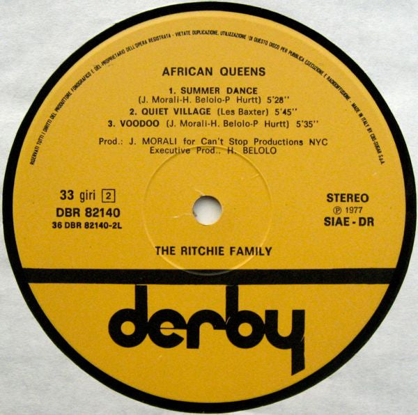 Ritchie Family, The : African Queens (LP,Album,Partially Mixed)