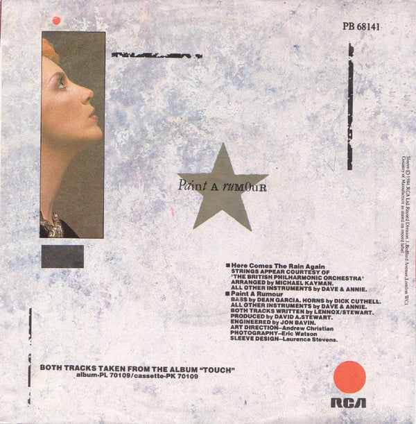 Eurythmics : Here Comes The Rain Again (7",45 RPM,Single)