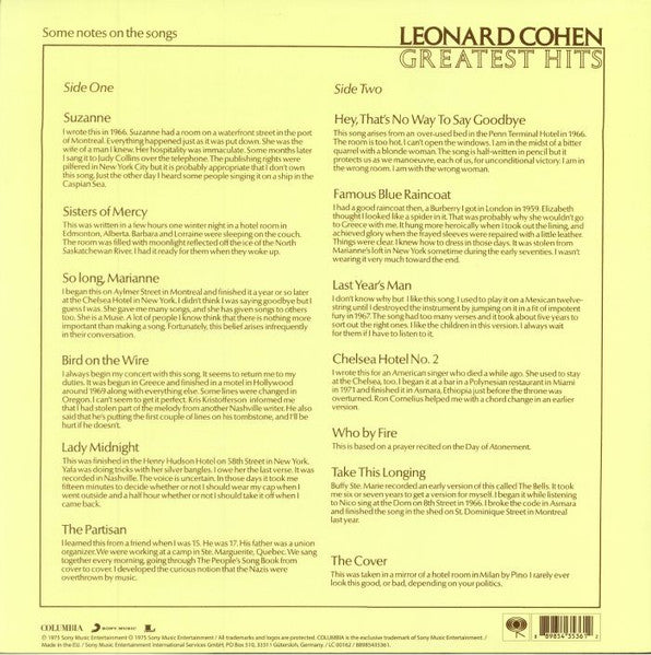 Leonard Cohen : Greatest Hits (LP,Compilation,Reissue)