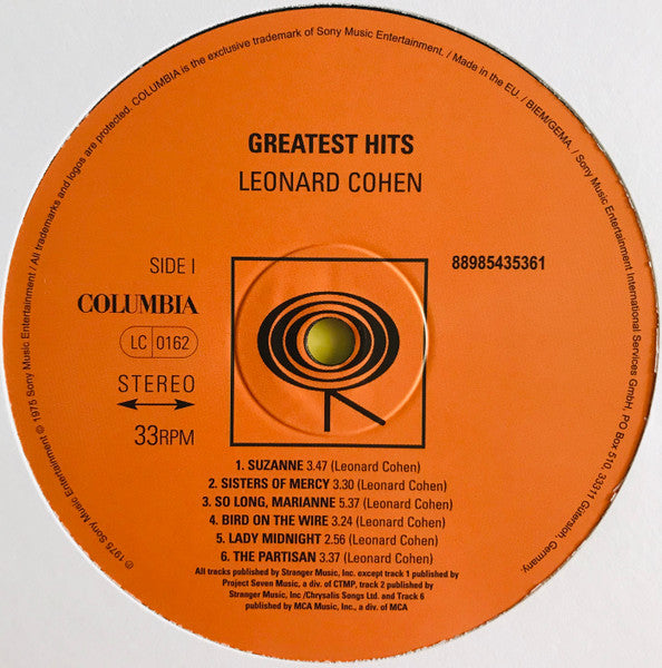 Leonard Cohen : Greatest Hits (LP,Compilation,Reissue)