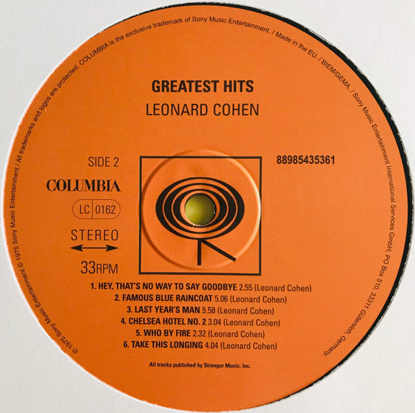 Leonard Cohen : Greatest Hits (LP,Compilation,Reissue)