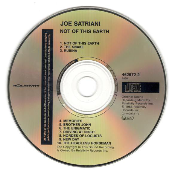 Joe Satriani : Not Of This Earth (Album,Reissue)