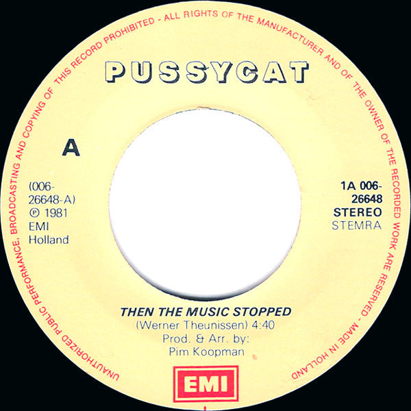 Pussycat (2) : Then The Music Stopped (7",Single)