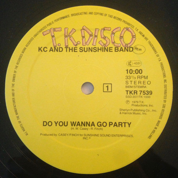 KC & The Sunshine Band : Do You Wanna Go Party / Come To My Island (12",33 ⅓ RPM,Single)