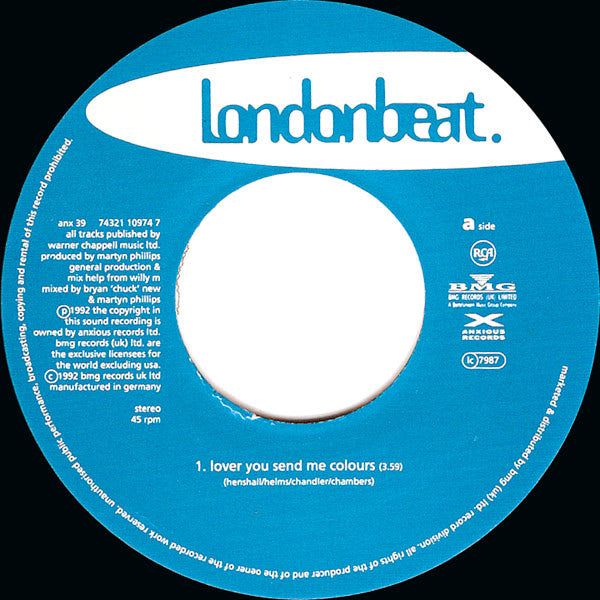 Londonbeat : Lover You Send Me Colours (7",Single,45 RPM)