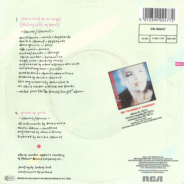 Eurythmics : There Must Be An Angel (Playing With My Heart) (7",Single,45 RPM)