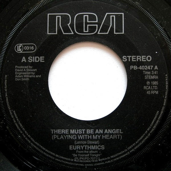 Eurythmics : There Must Be An Angel (Playing With My Heart) (7",Single,45 RPM)