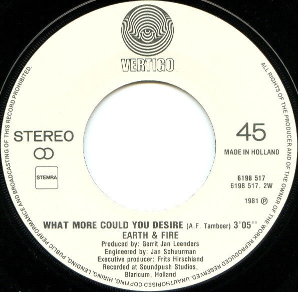 Earth And Fire : Tell Me Why (7",Single,45 RPM)