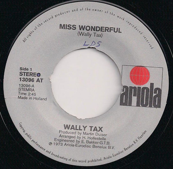 Wally Tax : Miss Wonderful (7",45 RPM,Single)