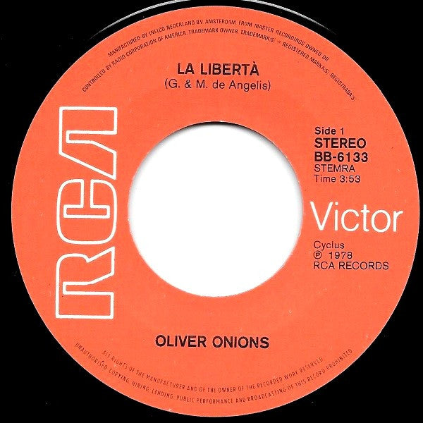 Oliver Onions / Guido & Maurizio De Angelis Orchestra : La Libertà (7",45 RPM,Single)