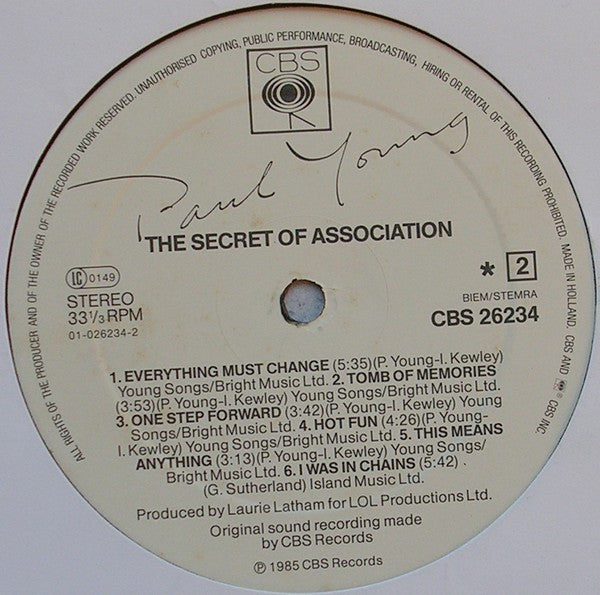 Paul Young : The Secret Of Association (LP,Album,Stereo)
