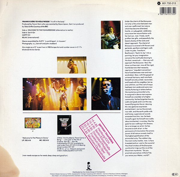Frankie Goes To Hollywood : Welcome To The Pleasuredome (12",45 RPM,Maxi-Single,Stereo)