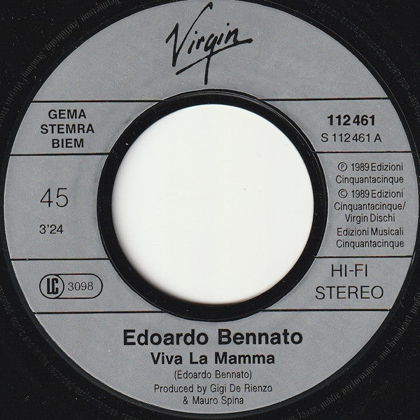 Edoardo Bennato : W La Mamma (7",45 RPM,Single,Stereo)