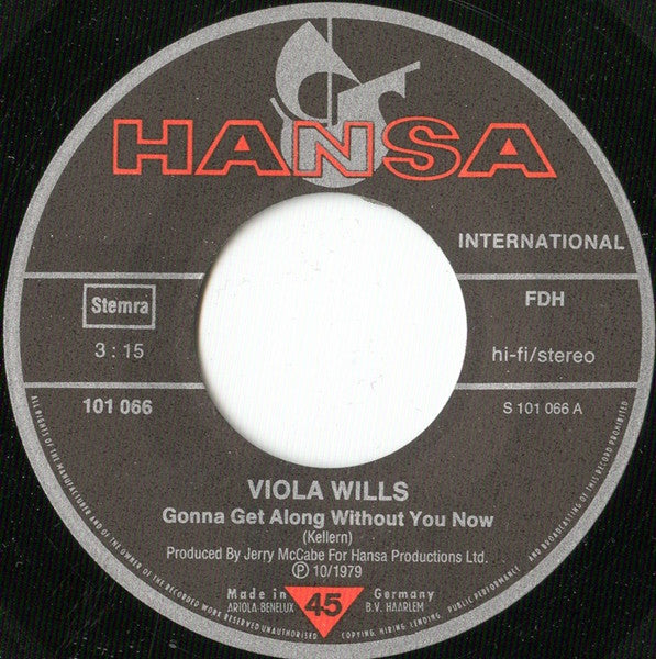 Viola Wills : Gonna Get Along Without You Now (7",Single,45 RPM)