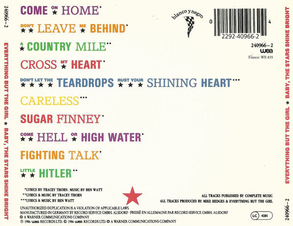 Everything But The Girl : Baby, The Stars Shine Bright (Album)