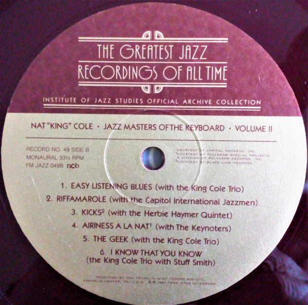 Nat King Cole, Erroll Garner, Bud Powell, Oscar Peterson : Jazz Masters Of The Keyboard Vol. II (LP,Compilation,Stereo,Mono)