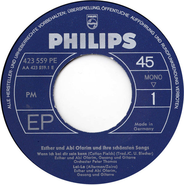 Esther & Abi Ofarim : Esther Und Abi Ofarim Und Ihre Schönsten Songs (7",45 RPM,EP)