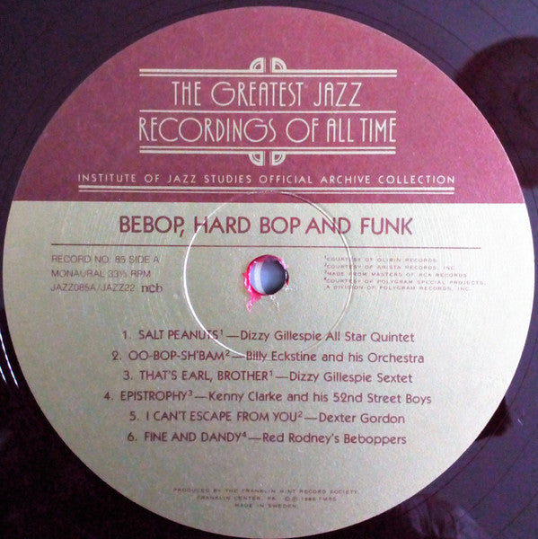 Various : Bebop, Hard Bop and Funk (LP,Compilation,Stereo,Mono)