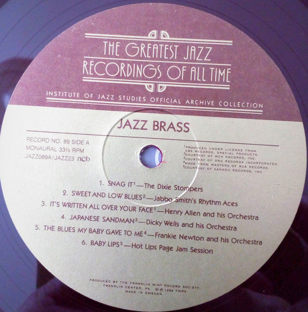 Various : Jazz Brass (LP,Compilation,Stereo,Mono)