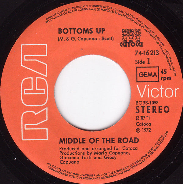Middle Of The Road : Bottoms Up (7",45 RPM,Single,Stereo)