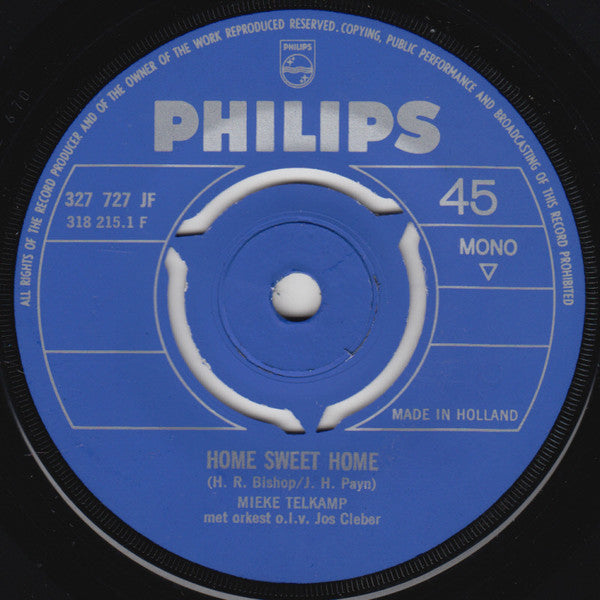 Mieke Telkamp : Home Sweet Home / Whispering Hope (7",45 RPM,Single,Mono)