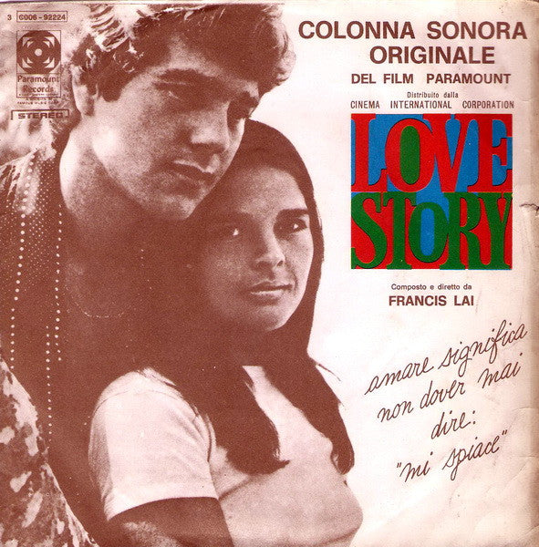 Francis Lai : Colonna Sonora Originale Love Story (7",45 RPM,Single,Stereo)