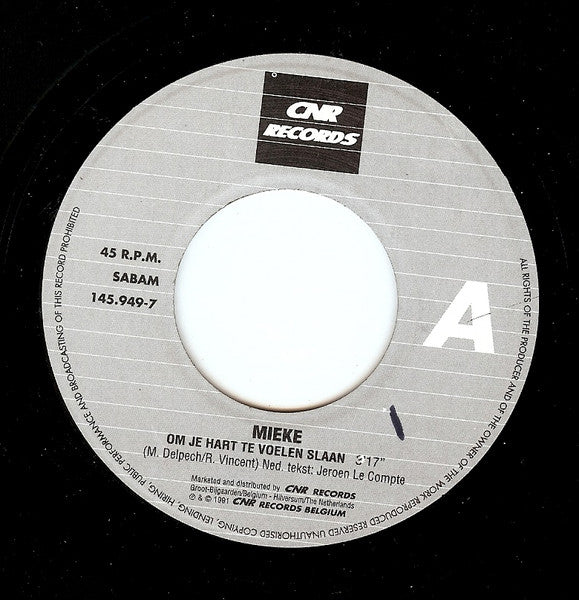 Mieke : Om Je Hart Te Voelen Slaan (7",45 RPM,Single)