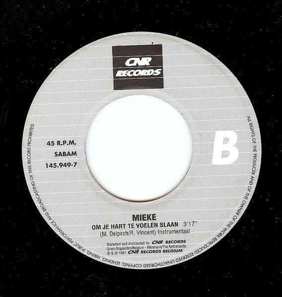 Mieke : Om Je Hart Te Voelen Slaan (7",45 RPM,Single)