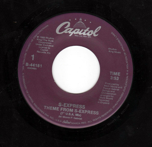 S'Express : Theme From S-Express (7",45 RPM,Single)