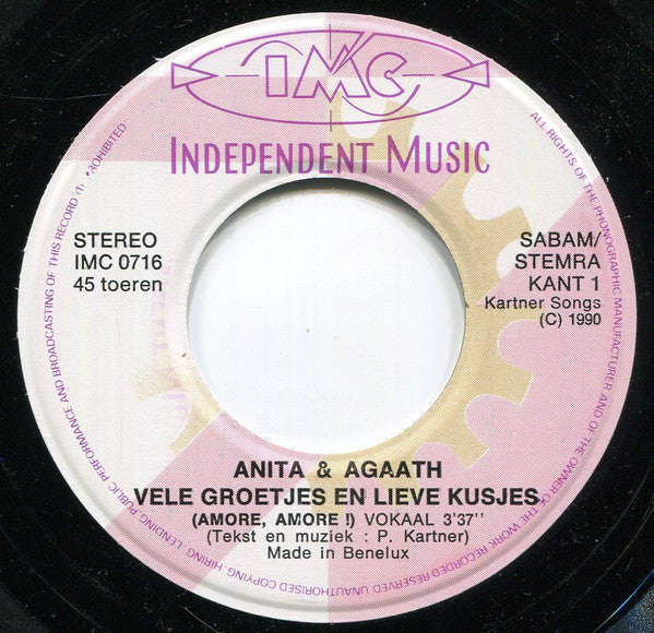 Anita & Agaath : Vele Groetjes En Lieve Kusjes (7",45 RPM,Single)