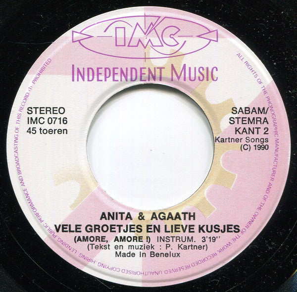 Anita & Agaath : Vele Groetjes En Lieve Kusjes (7",45 RPM,Single)