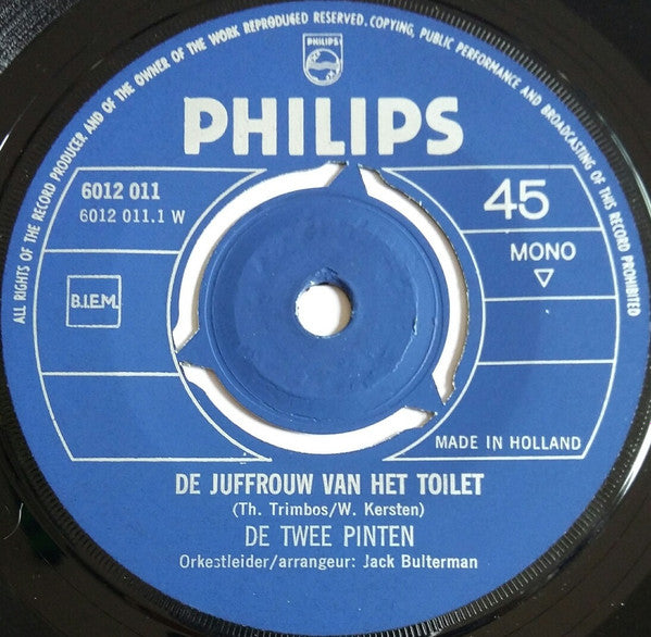 De Twee Pinten : De Juffrouw Van Het Toilet (7",45 RPM,Mono)