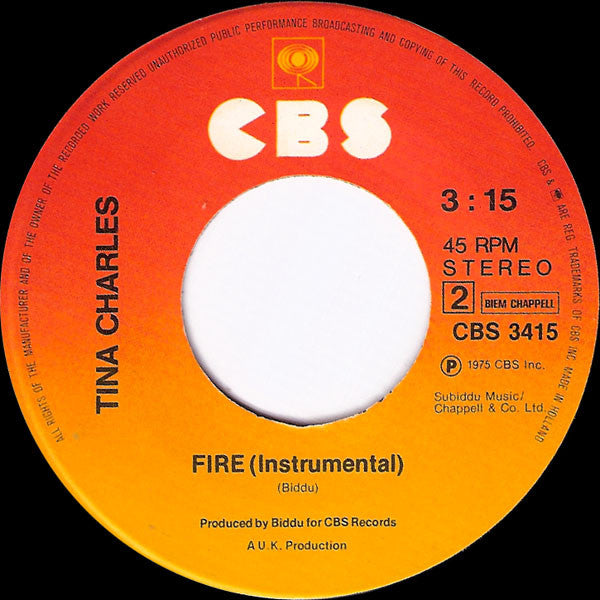 Tina Charles : You Set My Heart On Fire (7",45 RPM,Single,Stereo)