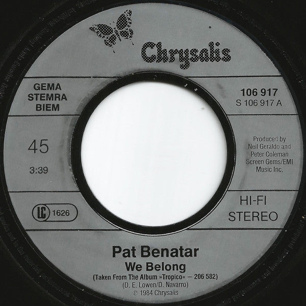 Pat Benatar : We Belong (7",45 RPM,Single)
