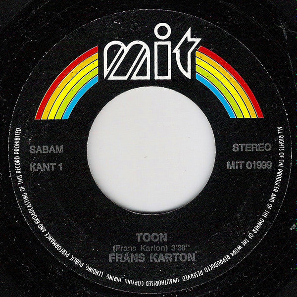 Frans Karton : Toon / As En Grind (7",45 RPM,Single,Stereo)