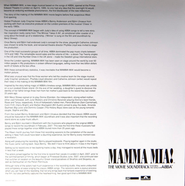 Various : Mamma Mia! The Movie Soundtrack Featuring The Songs Of ABBA (LP,Album,Reissue)