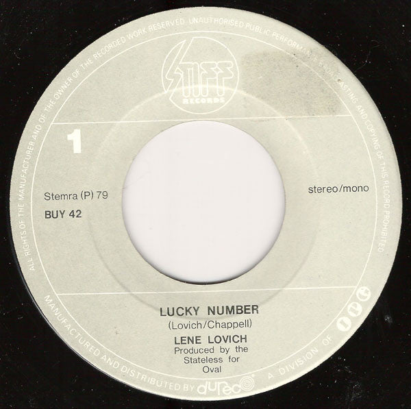 Lene Lovich : Lucky Number (7",45 RPM,Single,Stereo,Mono)