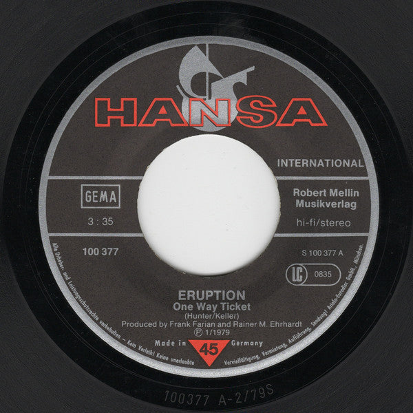 Eruption (4) : One Way Ticket (7",45 RPM,Single,Stereo)