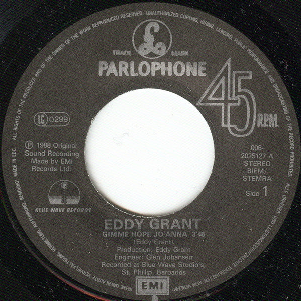 Eddy Grant : Gimme Hope Jo'Anna (7",45 RPM,Single,Stereo)